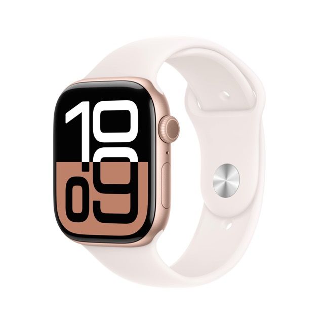 Apple Watch Series 10 GPS 46mm Rose Gold Aluminium Case with Plum Sport Loop